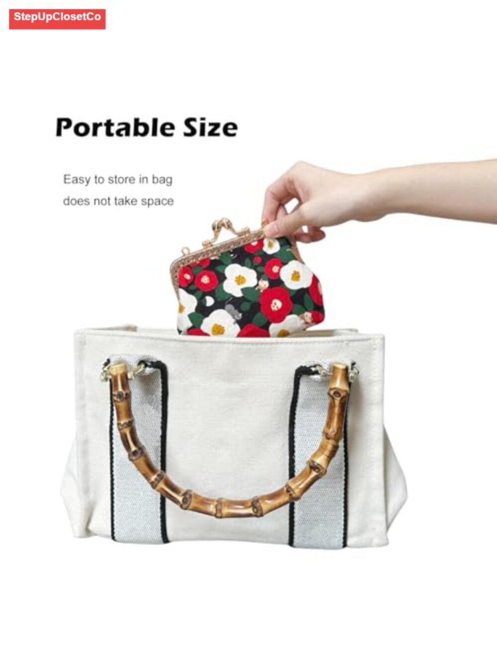 Vintage Floral Kiss Lock Clutch Handmade Japanese Cotton Coin Pouch Small Wallet - Picture 6 of 6
